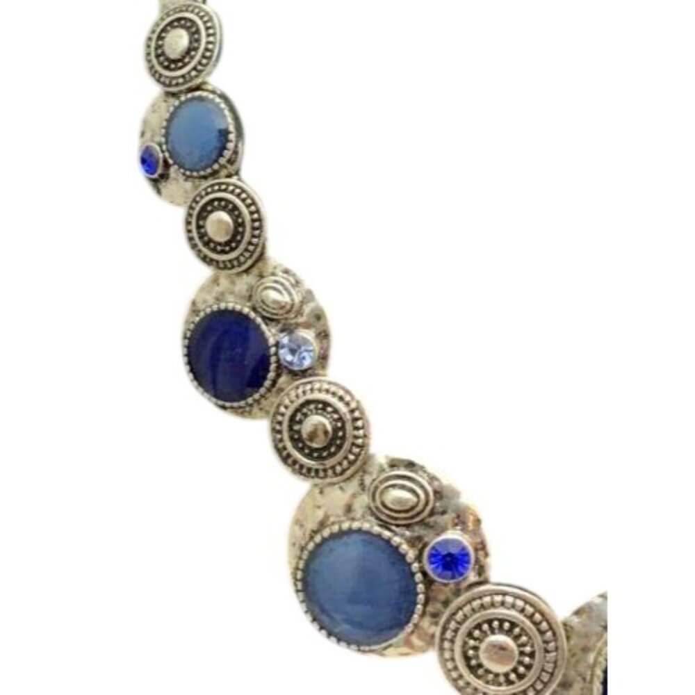 Arianna Silver Metal Works Wearable Jewelry Blue Necklace And Earring Set (1845) - Picture 3 of 8